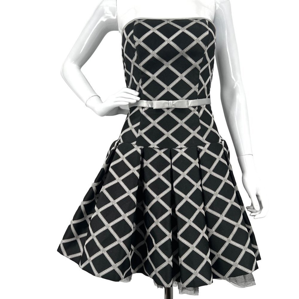 Jessica McClintock Black & Silver Strapless Dress Cocktail Party / Prom XS